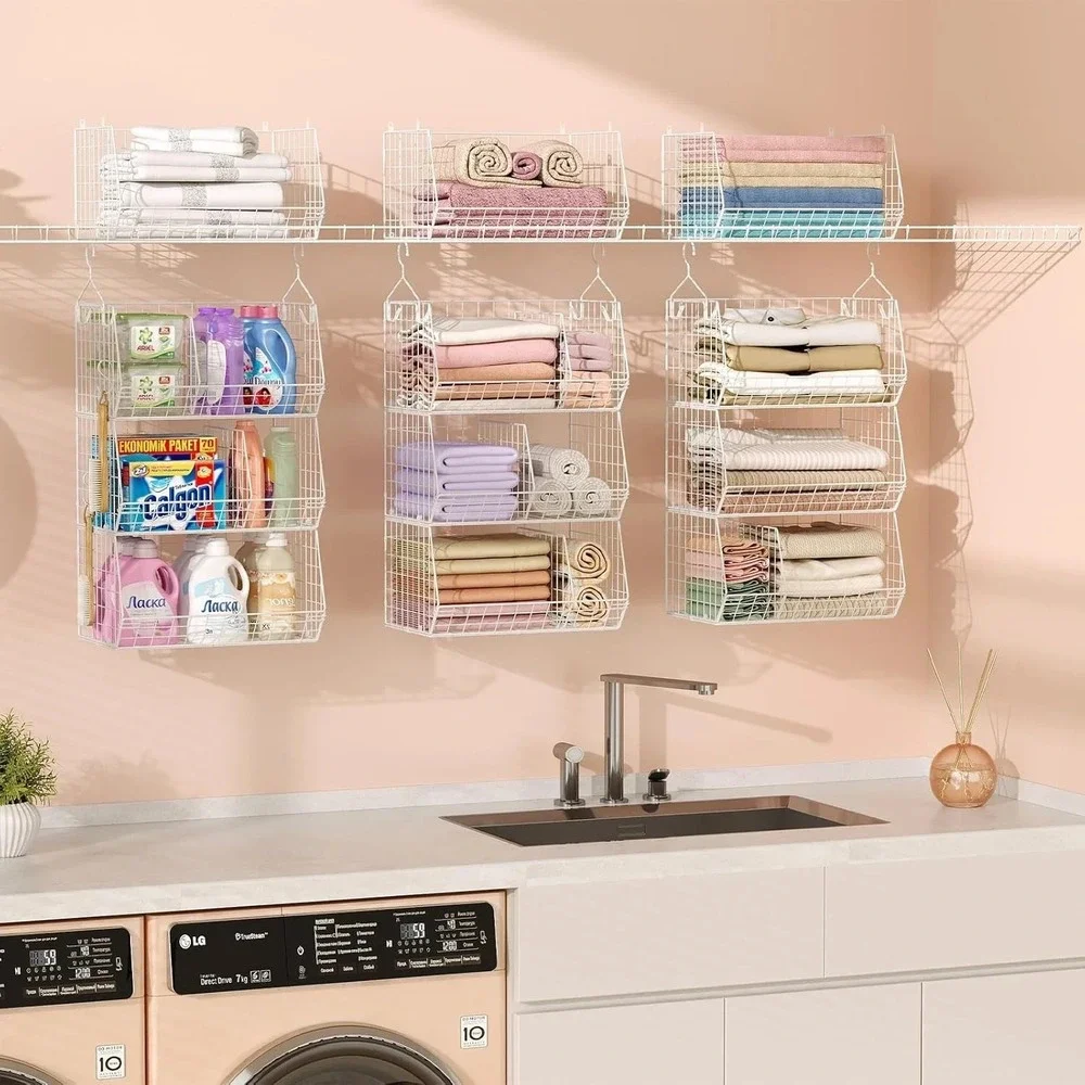 3 Tier Extra Large Closet Hanging Shelves with Divider, 16.5